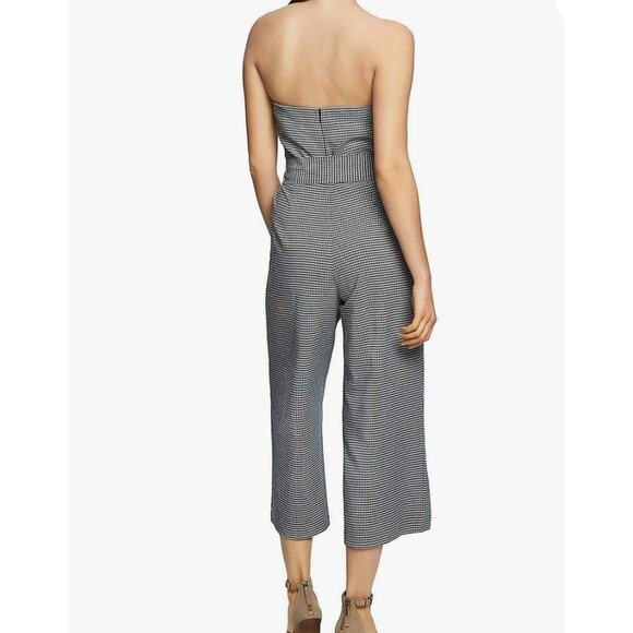 1.STATE Womens Checkered Jumpsuit Strapless Wide Leg Romper Belted Size 12 - Picture 2 of 9